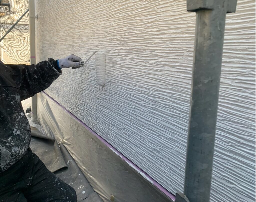 外壁塗装上塗り2回目状況