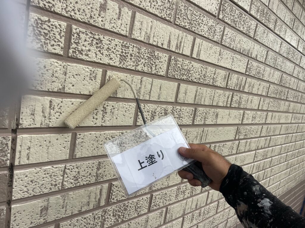 多彩模様ダブルトーン仕上げ<br />
模様付け　状況