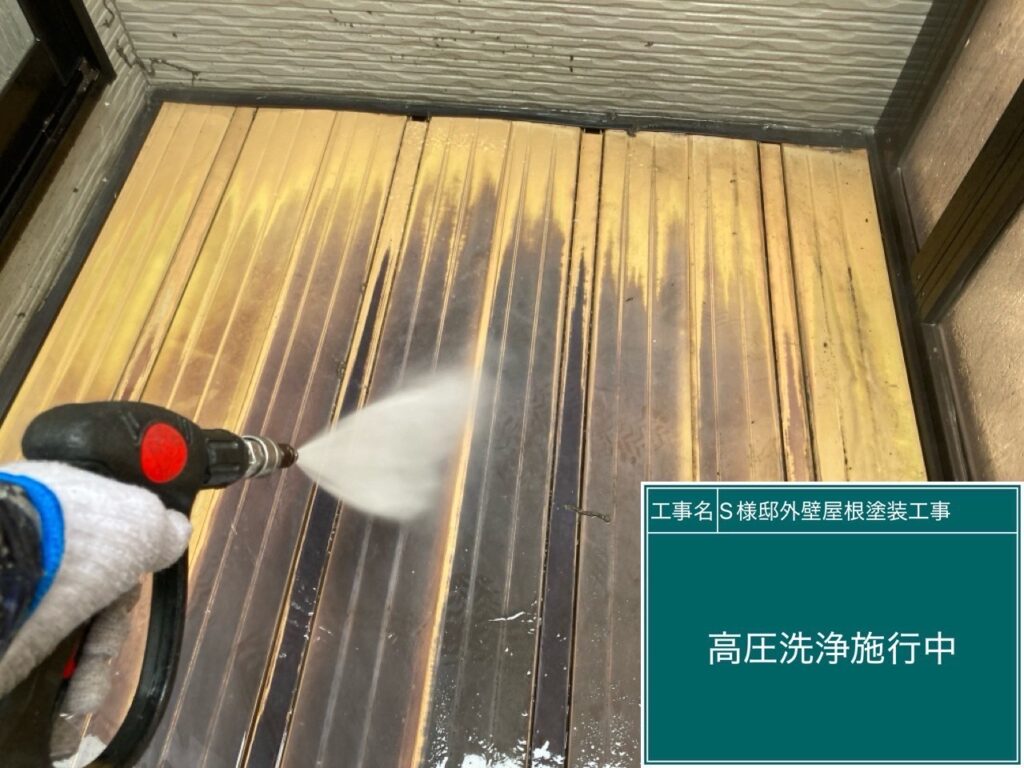塩ビデッキ材高圧ジェット洗浄